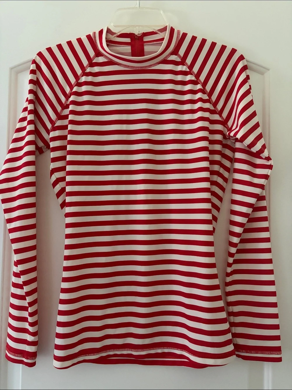 J. Crew Red Women’s Red Striped Swim Beach Rash Guard, size M